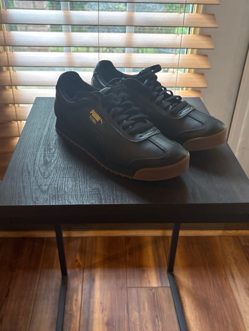 Puma Roma Men’s Black Sneakers with Gum Toe and Sole